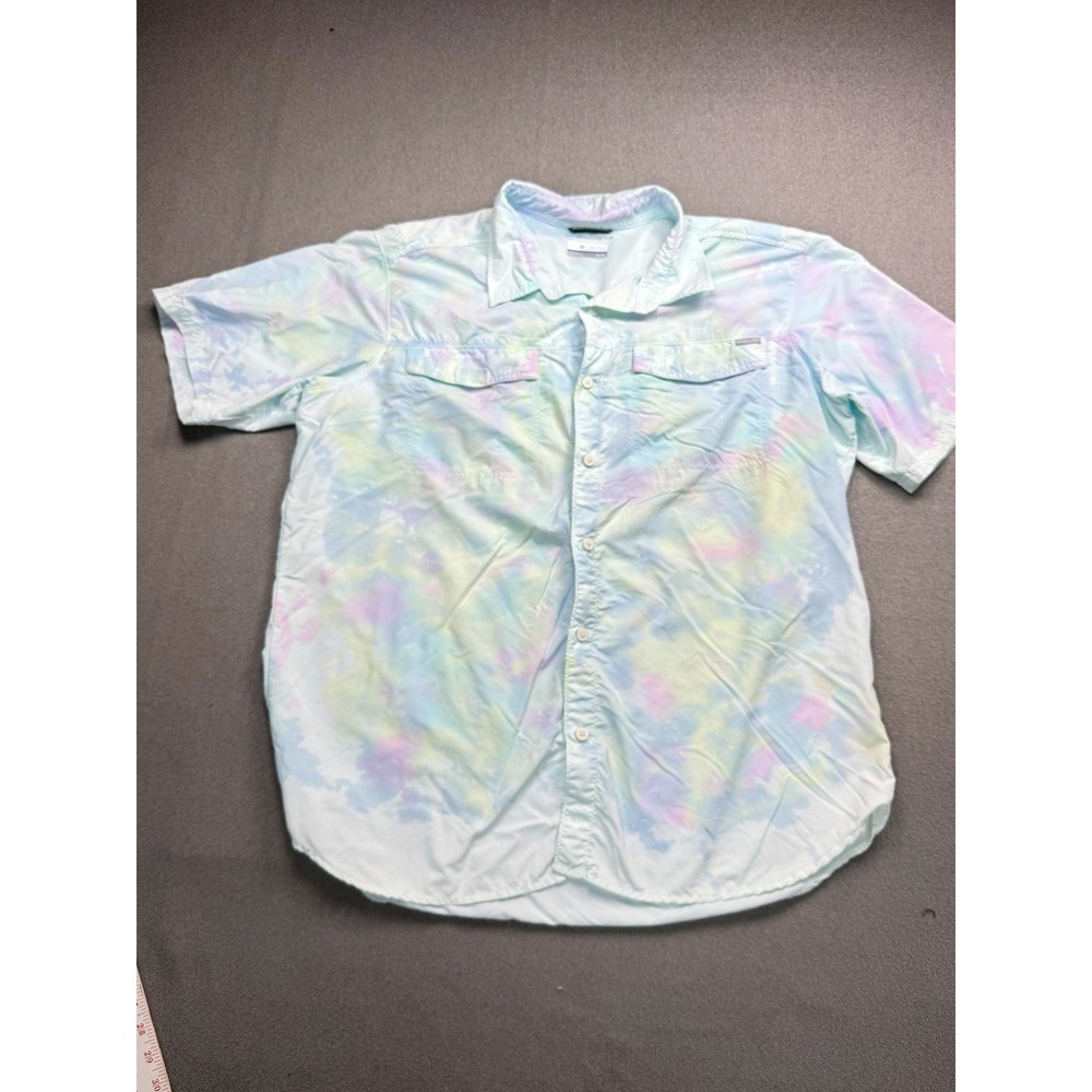Columbia Mens Big & Tall XLT Tie-Dye Short Sleeve Button Up Shirt Pockets